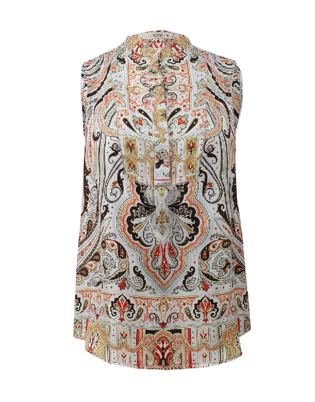 Paisley Print Henley Top Traditional Women's Wool