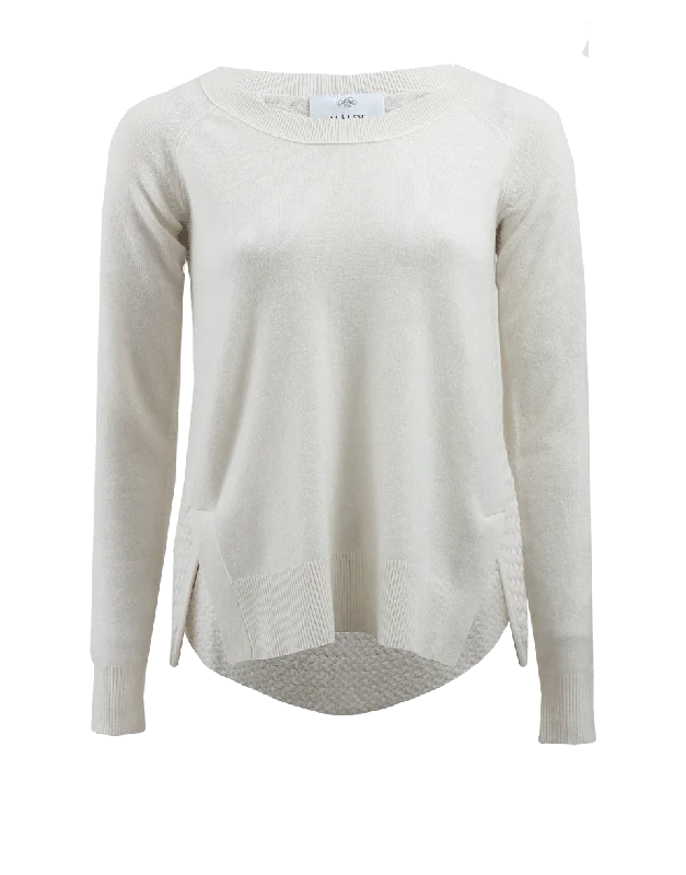 Woven Back Pullover Sophisticated Women's Tailored