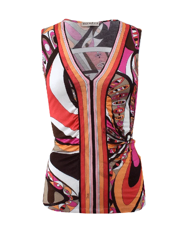 Ruched Front Tank Classic Women's Pin - striped