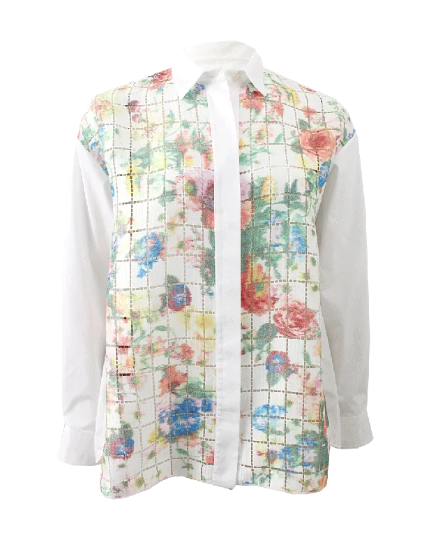 Floral Print Button Down Blouse Scandinavian
