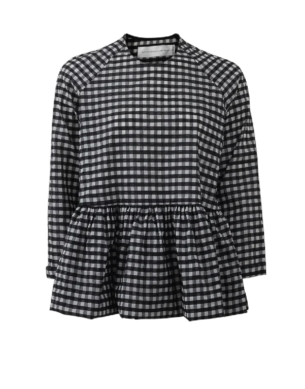 Gingham Ruffle Peplum Top Sporty Women's Athleisure 