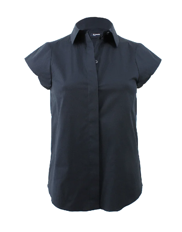 Button Up Blouse Hip Women's Retro