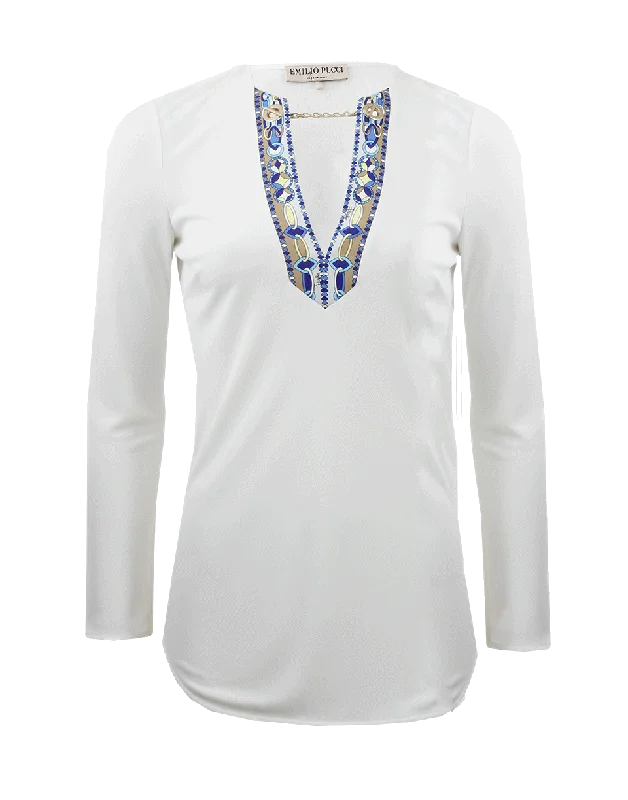 Bracelet Sleeve Chain Detail Top Relaxed Women's Beachy