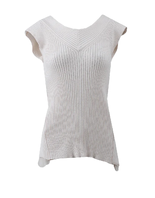 Criss-Cross Back Knit Top Sleek Women's Metallic
