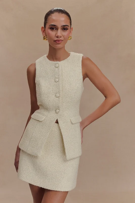 Camilla Boucle Sleeveless Vest - Ivory Confident Women's High - fashion