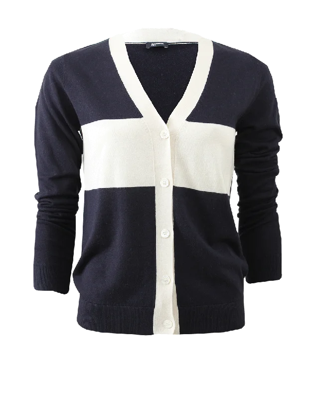 Cream Stripe Cardigan Dapper Women's Bow - adorned