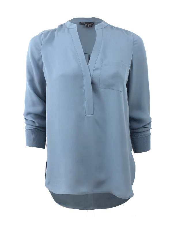 Slit Front Pullover Blouse Sharp Women's Italian