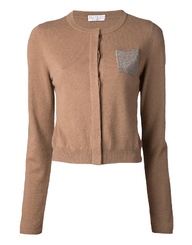 Cropped Monili Pocket Cardigan Refined Women's Hand - crafted