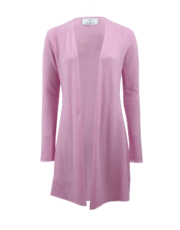 Long Open Drape Cardigan Polished Women's Silk