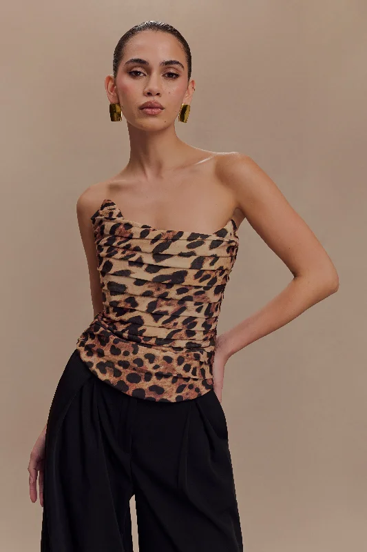 Tokio Suiting Corset - Leopard Print Minimalist Women's Casual