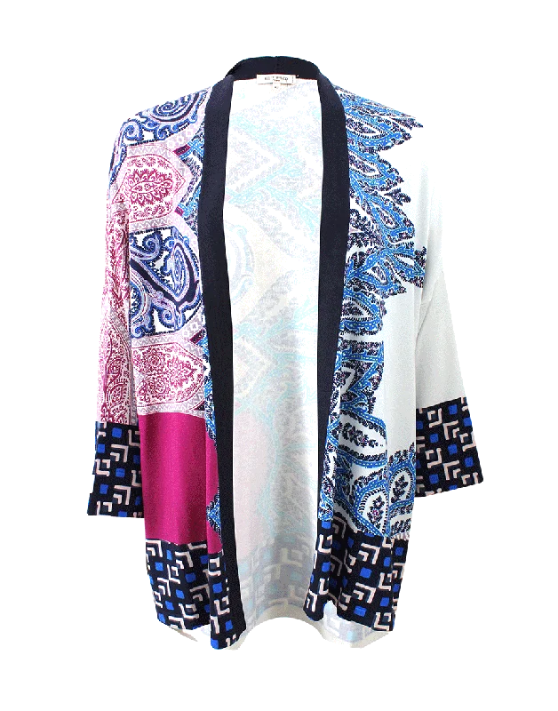Printed Open Cardigan Refined Women's Hand - crafted