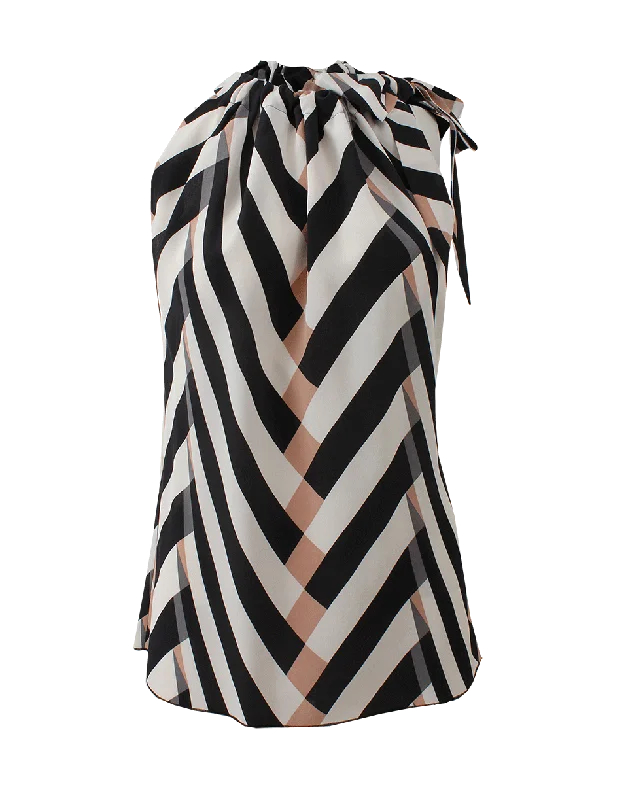 Bow Neck Printed Top Street