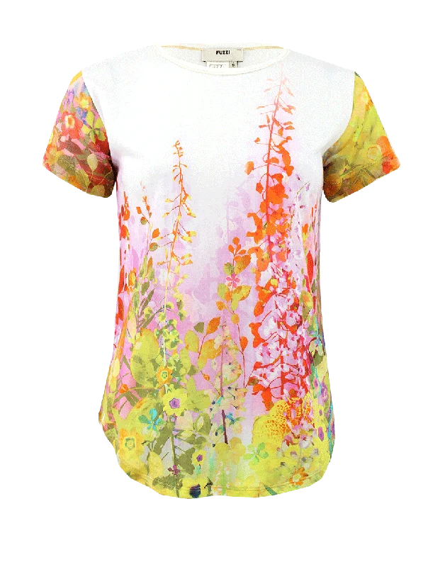 Floral Print T-Shirt Refined Women's Velvet
