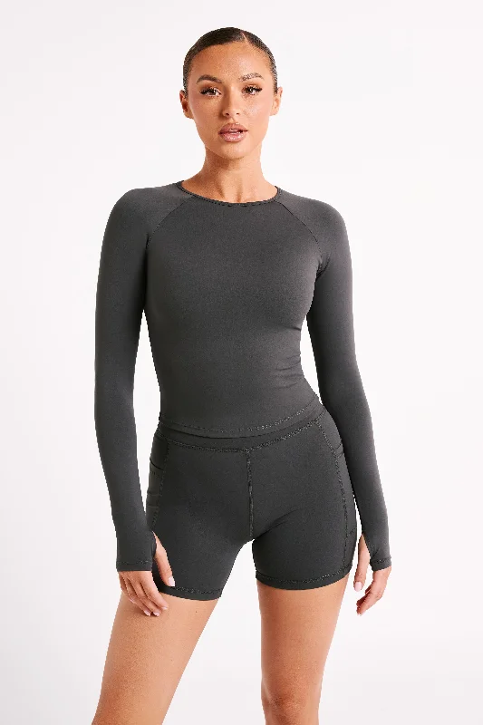 Venus Long Sleeve Top - Charcoal Streetwear Style for 