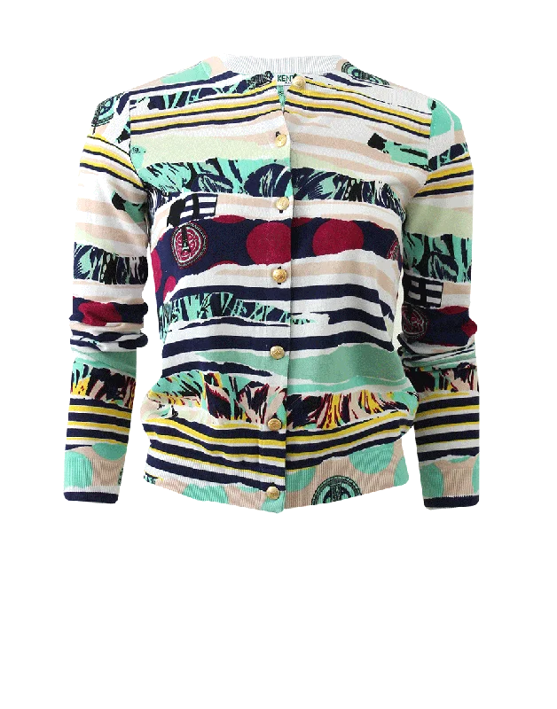 Crewneck Print Cardigan Relaxed Women's 