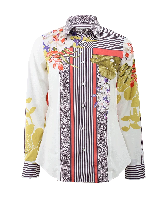 Stripe Detail Collared Shirt Dynamic Women's High - energy