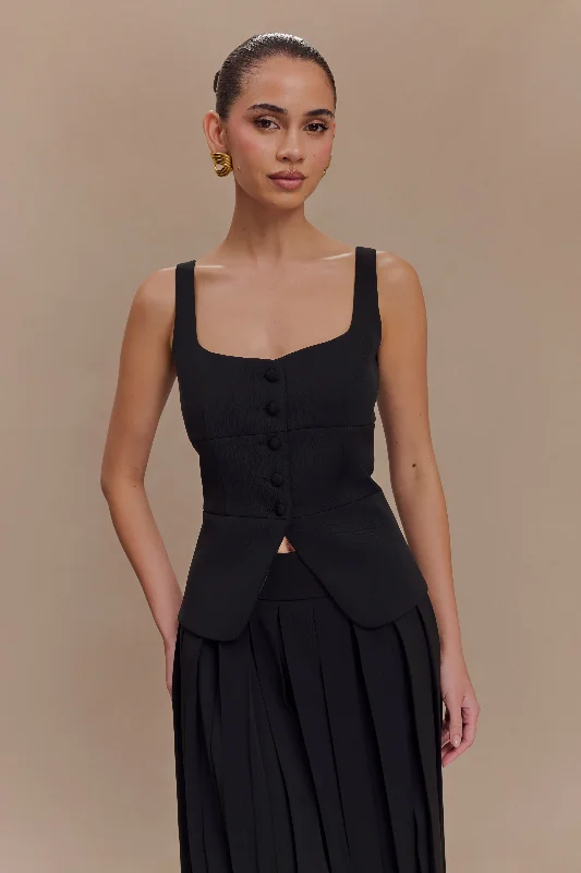 Sunny Suiting Peplum Top - Black Earthy Women's Hemp - based