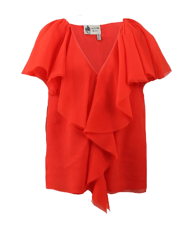 Front Ruffle Detail Top Vacation