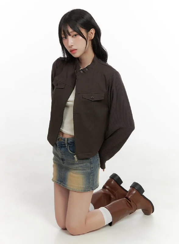 Pocket Zip-Up Solid Jacket CG421 Refined Women's 