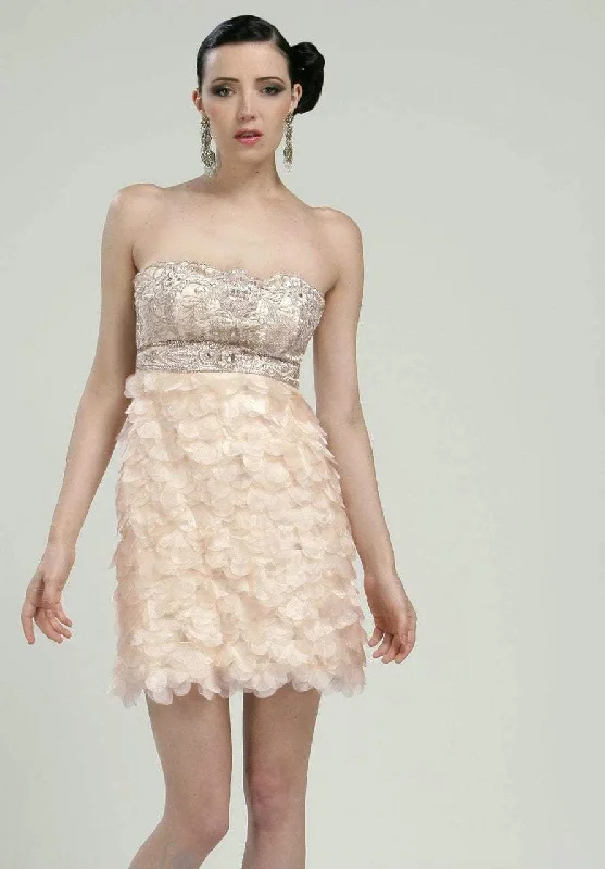 Sue Wong - N1170 Beaded Sheer Petal Sheath Cocktail Dress Traditional Women's 