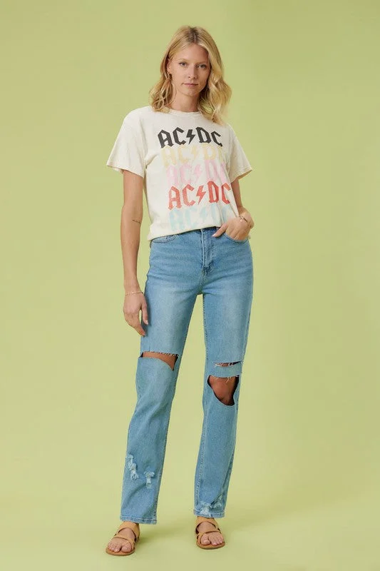 High Rise Distressed Wide Leg Jeans Luxurious Women's High -  end