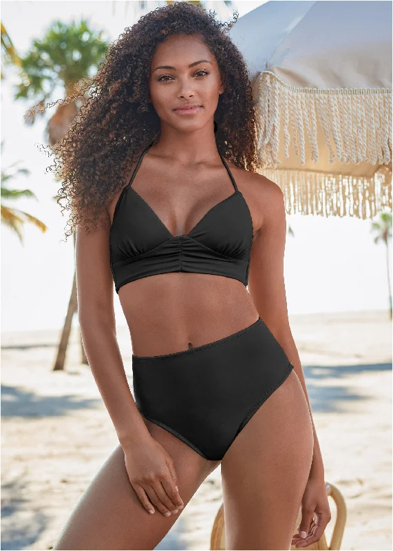Gathered Triangle Top - Black Beauty Laid - back Women's Vibe