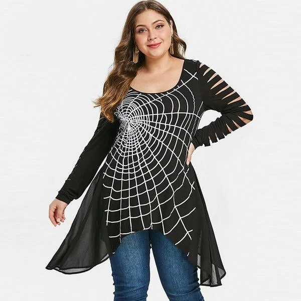 ANALUKE Spider Web Halloween Long Sleeve T-Shirt performance