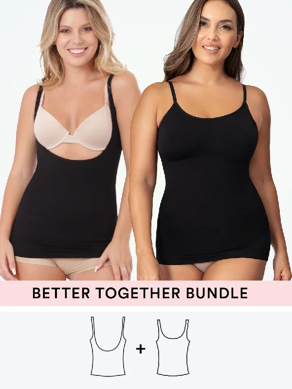Bundle Shapermint Essentials - 1 Open-Bust Shaper Cami + 1 Scoop Neck Cami Athletic Women's Bundle Shapermint Essentials - 1 Open-Bust Shaper Cami + 1 Scoop Neck Cami Athletic Women's