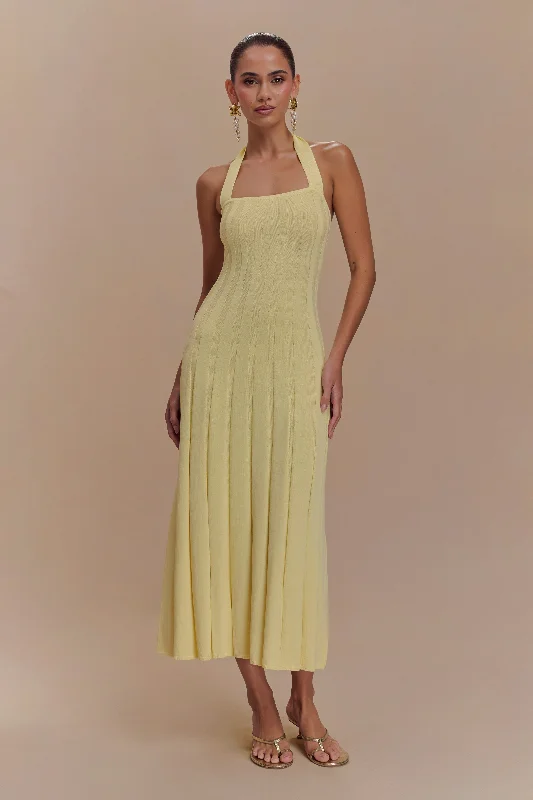 Jacqui Halter Knit Midi Dress - Lemon