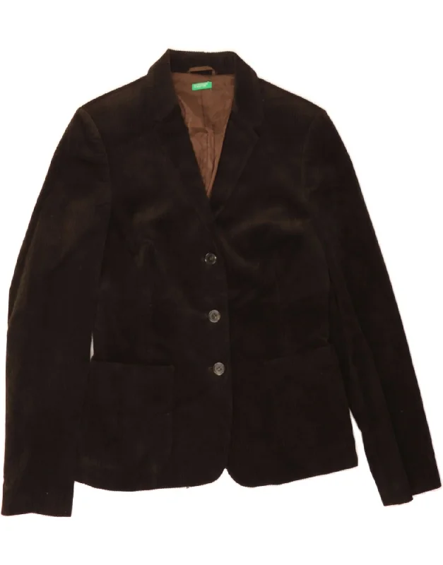 BENETTON Womens 3 Button Corduroy Blazer Jacket IT 44 Medium Brown Cotton Luxurious Women's High -  end
