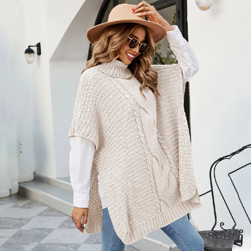 Fashion Solid Color High Neck Knit Twist Sweater Wholesale Womens Tops