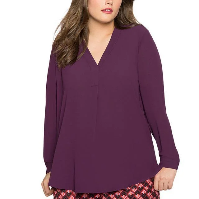 ANALUKE Large Big Size Long Sleeve Blouse