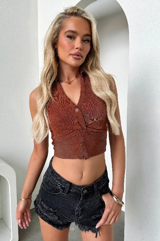 Esme Crop - Rust Unique Women's Upcycled