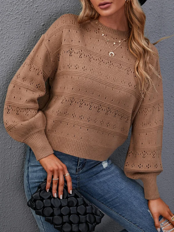 Casual Plain Long Sleeve Round Neck Regular Women Sweater Contemporary 