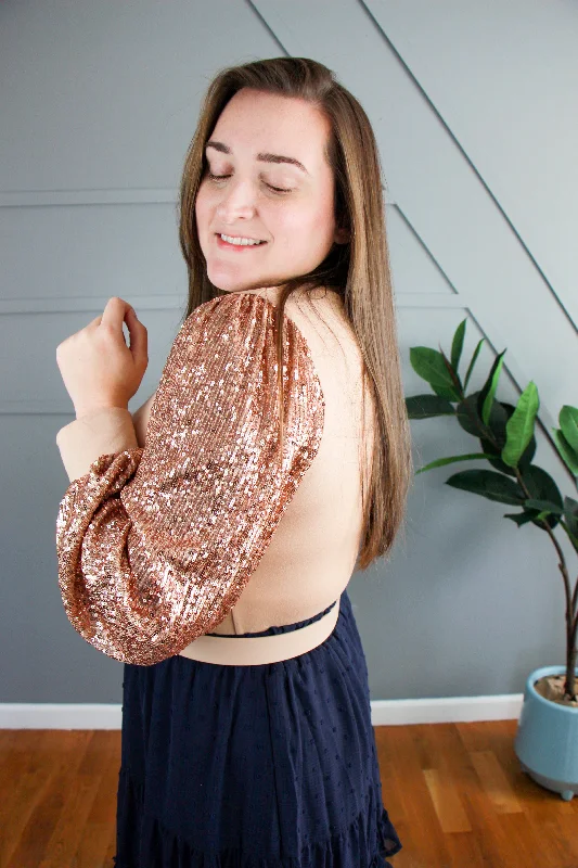 Monica Champagne Sequin Top