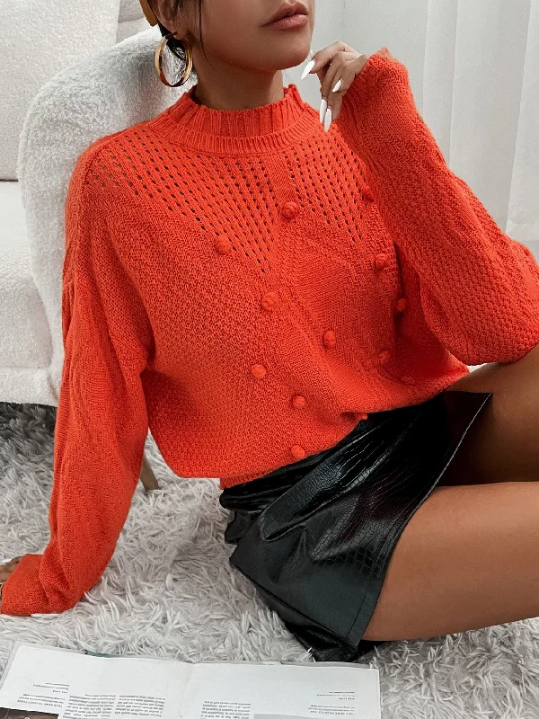 Casual Plain Long Sleeve Stand Collar Regular Women Sweater Modern Women's 
