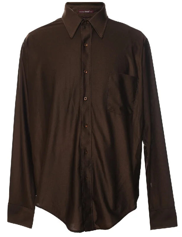 1970s Van Heusen Brown Shirt - L Refined Women's Velvet