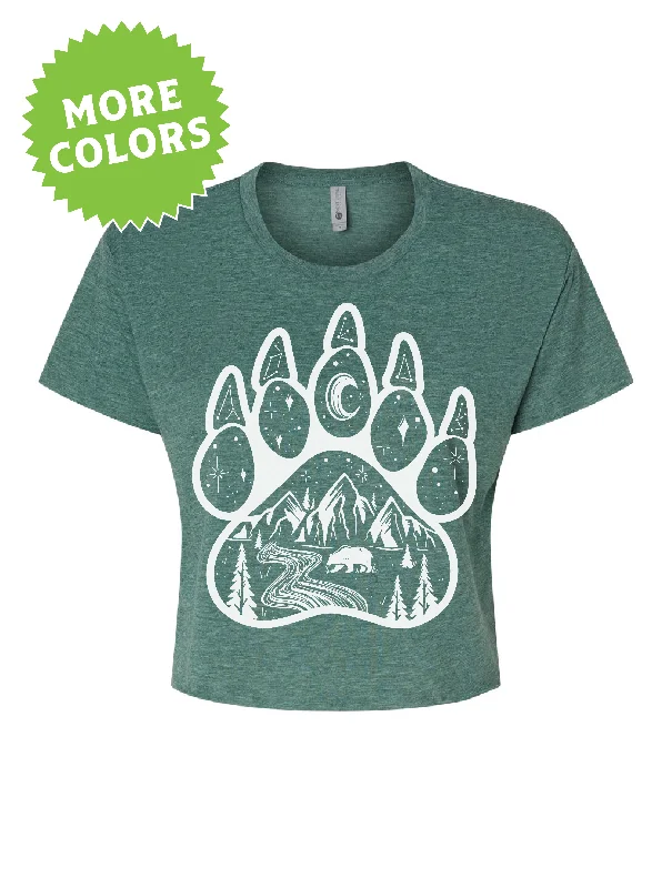 Bear Paw · White Ink · Cropped T-Shirt