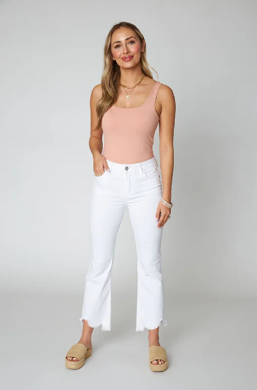 Happi High Rise Cropped Raw Hem Jean - White British Gentlewoman Style