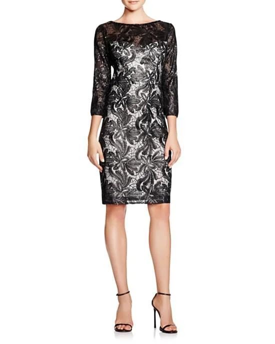 Sue Wong - Sequined Illusion Bateau Sheath Dress N5443 Sporty Women's Tennis
