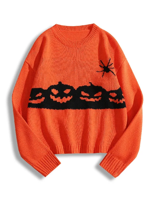 Casual Halloween Long Sleeve Round Neck Regular Women Sweater Sustainable Organic