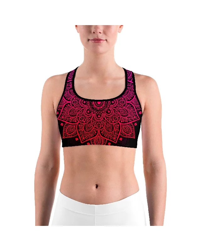 Pink Mandala Sports Bra Stylish Women's Neon