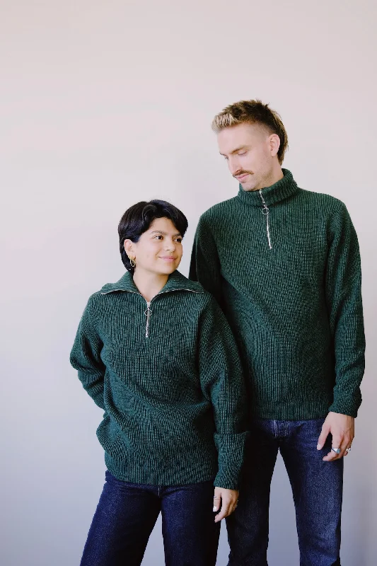 unisex knit troyer - moss green British Gentlewoman Style