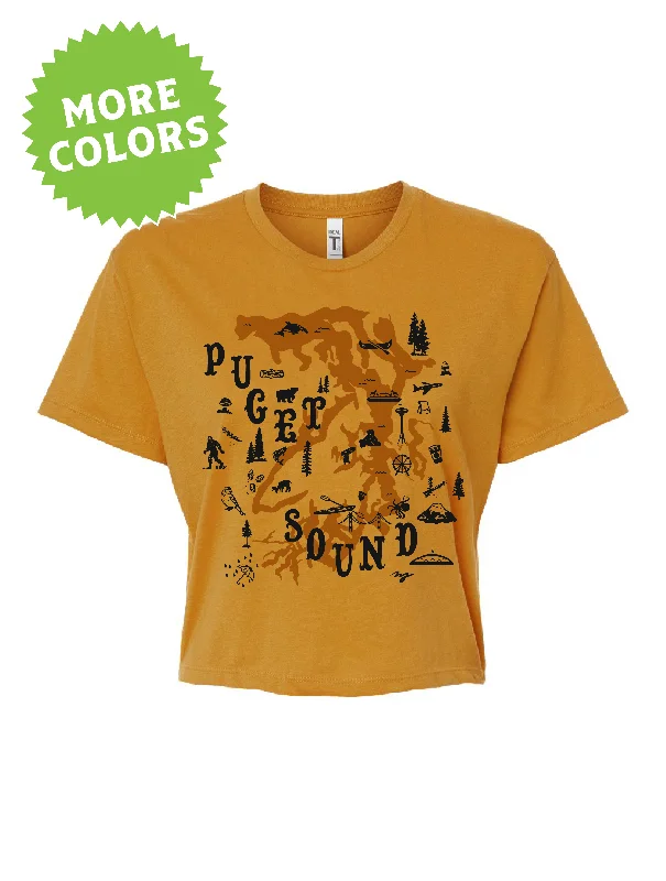 Puget Sound Map Variant · Cropped T-Shirt