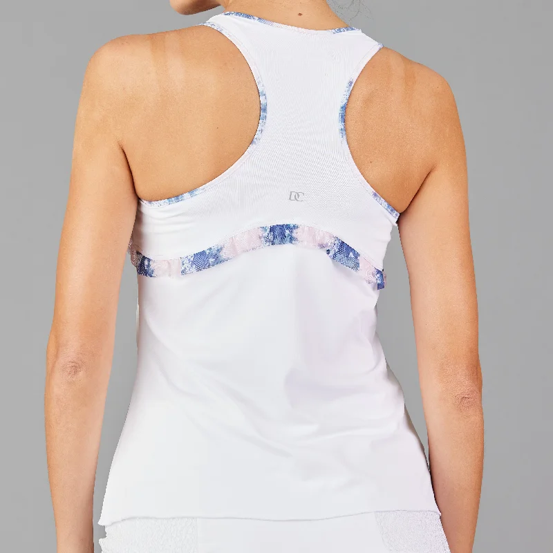 NY Square Ruffle Racerback Top (white) Hip Women's Retro