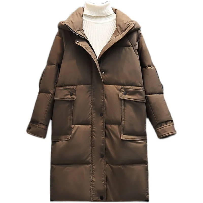 Thick Hooded Loose Pocket Padded Jacket Refined Women's 