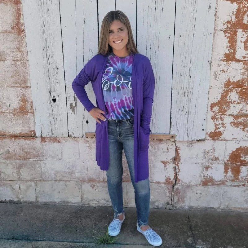 Purple Power Cardigan Laid - back Women's Style