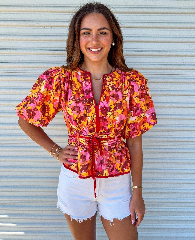 MAKE A COMEBACK PRINTED PEPLIM TOP Hip Women's Retro