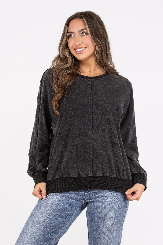 Walk, Don't Run Women's Open Back Ribbed Long Sleeve Top