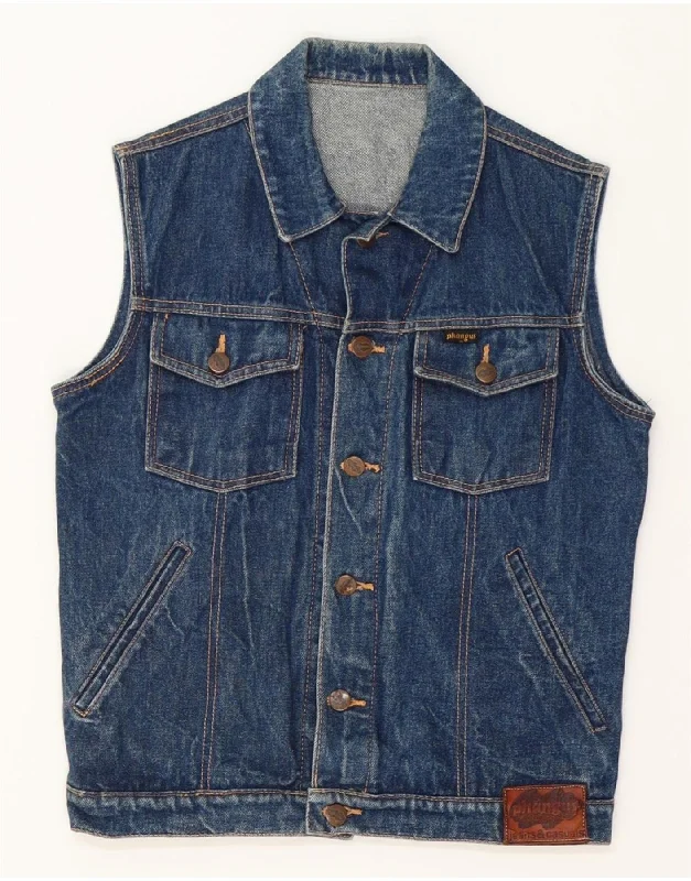 VINTAGE Womens Denim Gilet EU 40 Medium Blue Cotton Casual Women's Japanese 